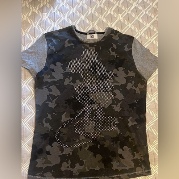 Iceberg LIMITED EDITION Camouflage Mickey Shirt - Black and Gray| size M - Picture 1 of 7